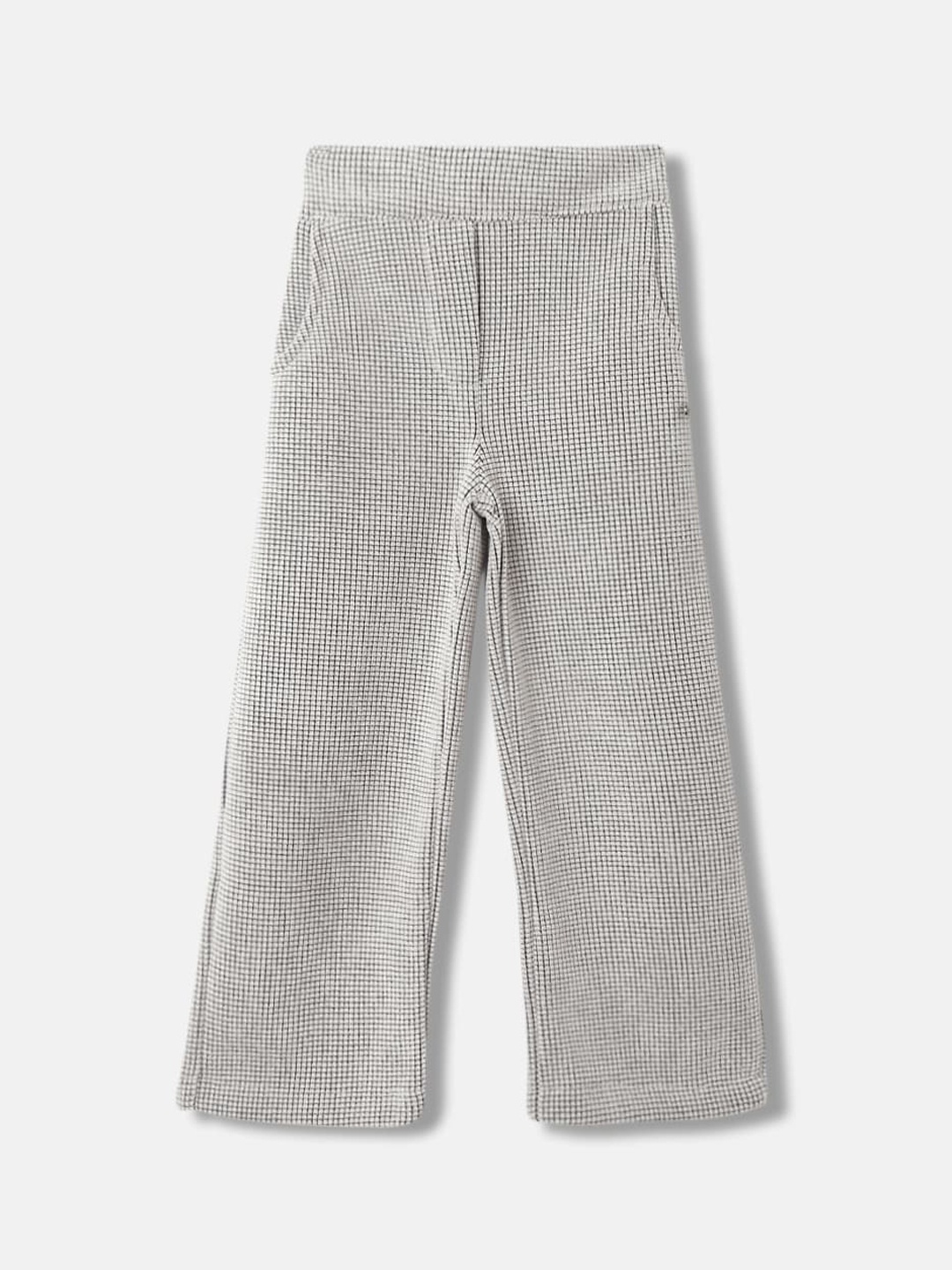 

ELLE Girls Checked Mid-Rise Loose Fit Trousers, Black