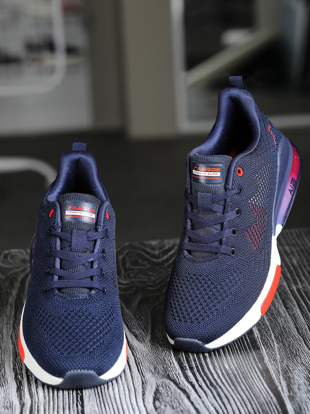 

ABROS Men Winston-N Textured Lace-Up Running Shoes, Navy blue