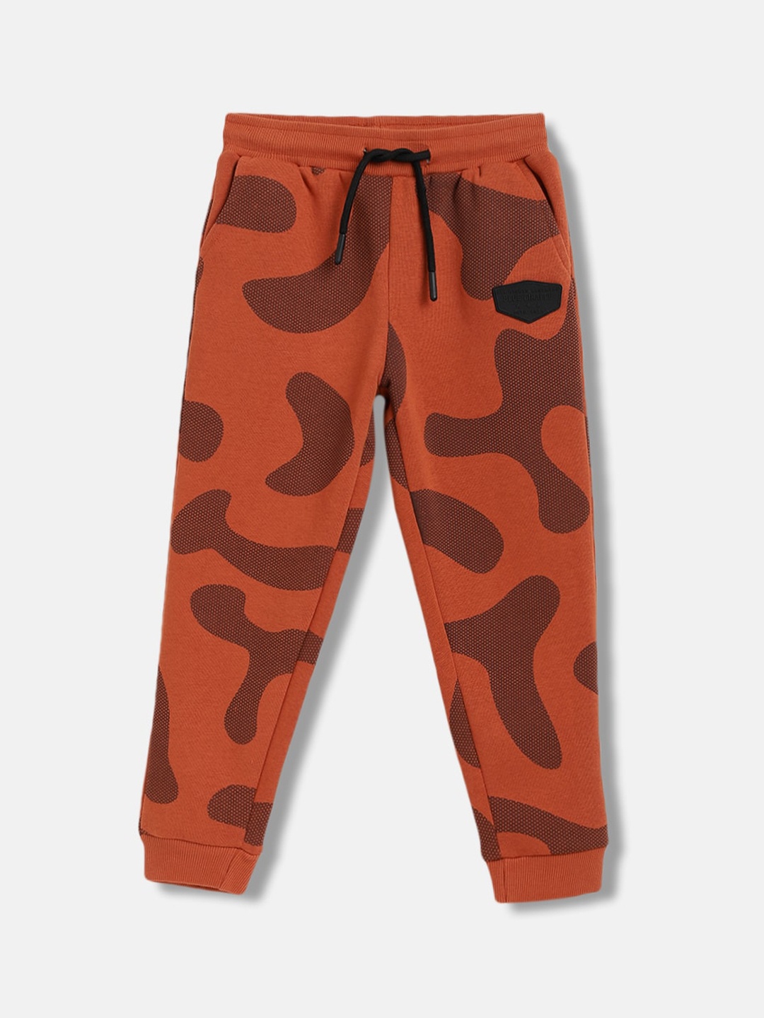 

Blue Giraffe Boys Camouflage Printed Regular Fit Mid-Rise Joggers, Rust