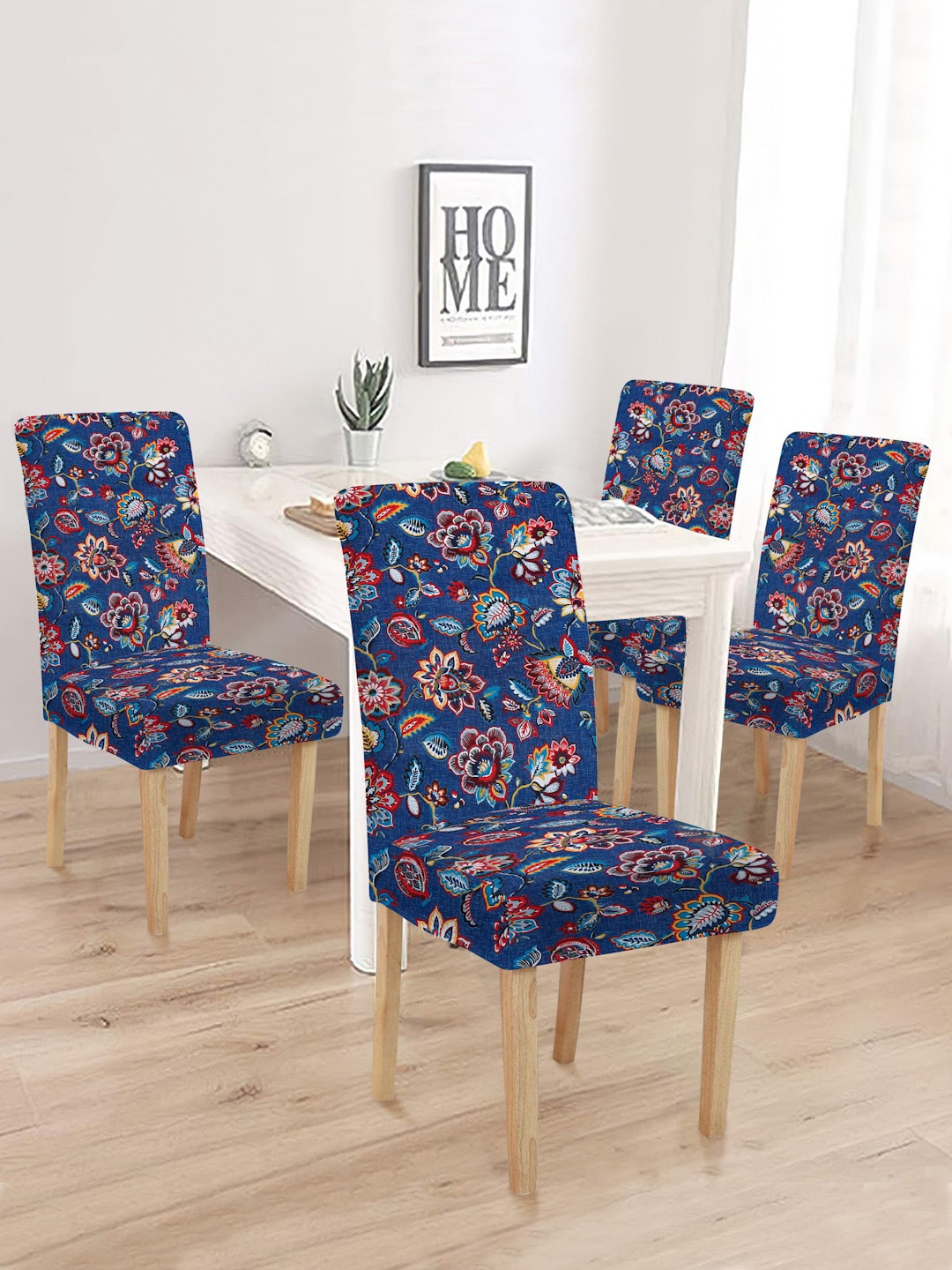 

MULTITEX Blue & Red 4 Pieces Printed Chair Covers