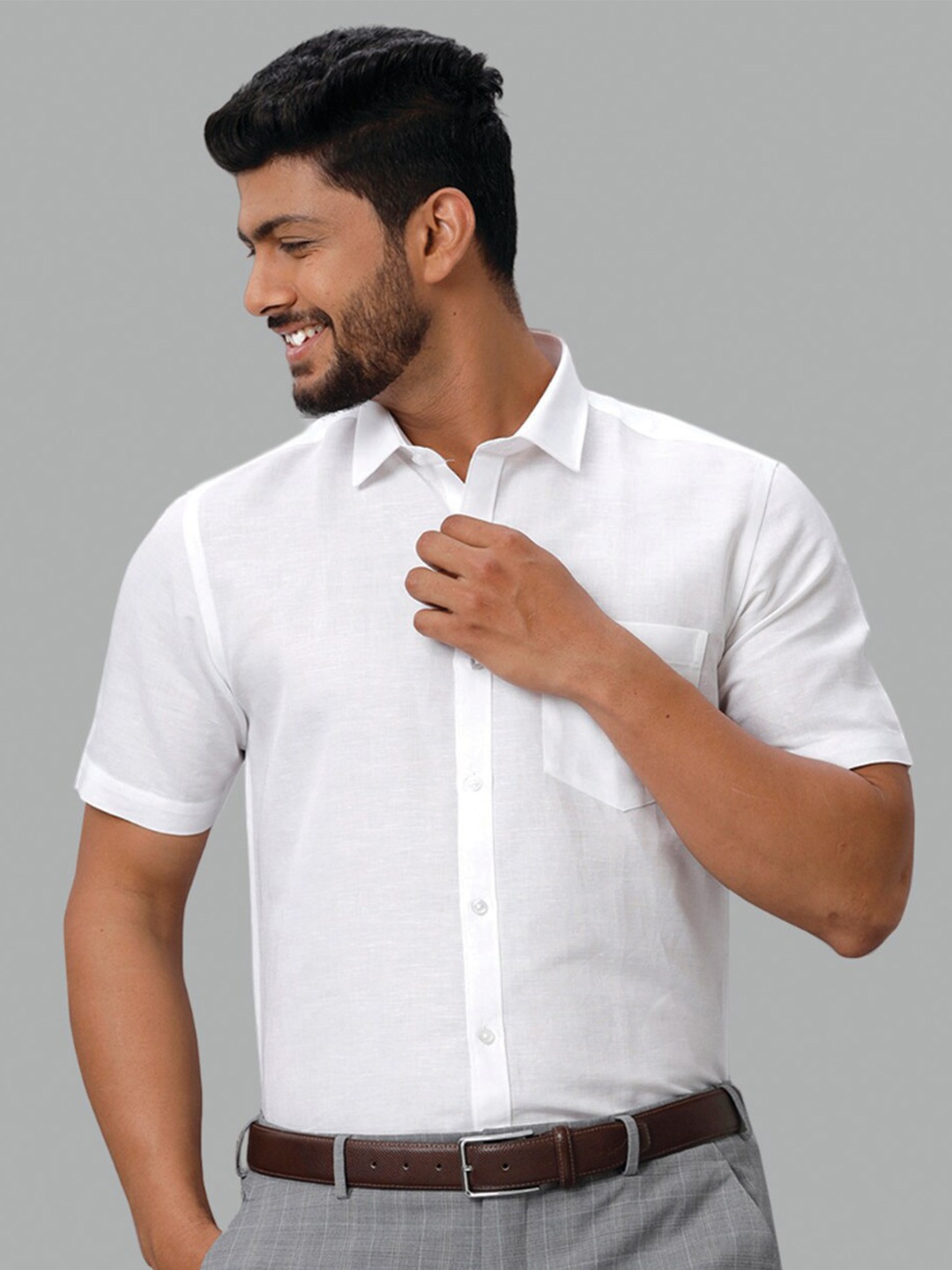 

Ramraj Spread Collar Opaque Cotton Formal Shirt, White