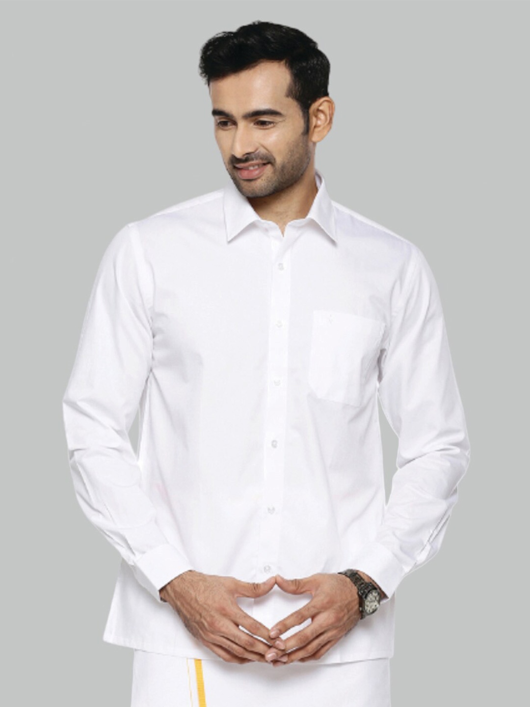 

Ramraj Spread Collar Opaque Cotton Casual Shirt, White