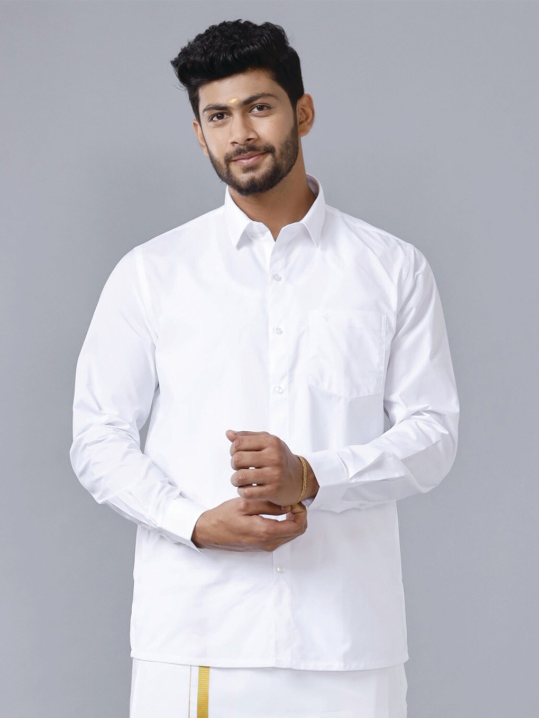 

Ramraj Spread Collar Opaque Cotton Casual Shirt, White