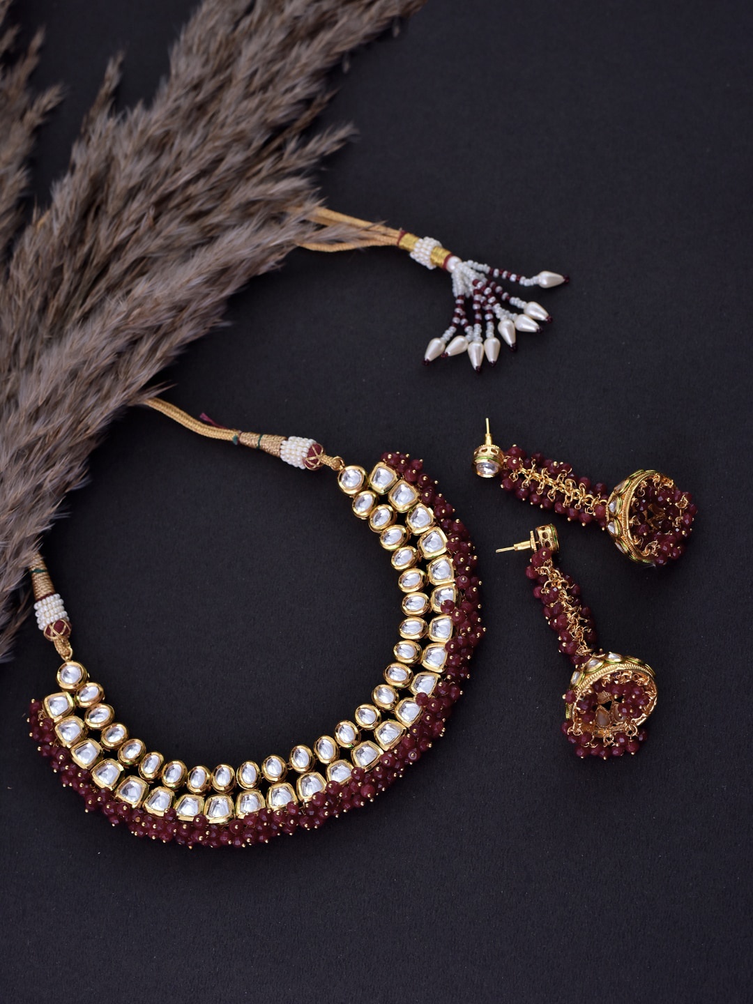 

Swabhimann Jewellery Kundan Studded & Beaded Jewellery Set, Gold