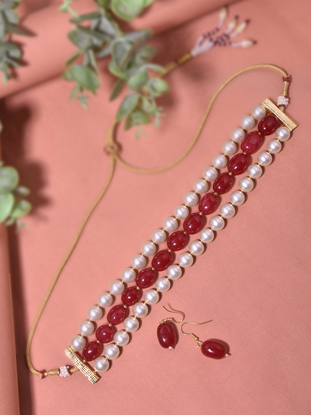 

Swabhimann Jewellery Beaded Jewellery Set, Gold