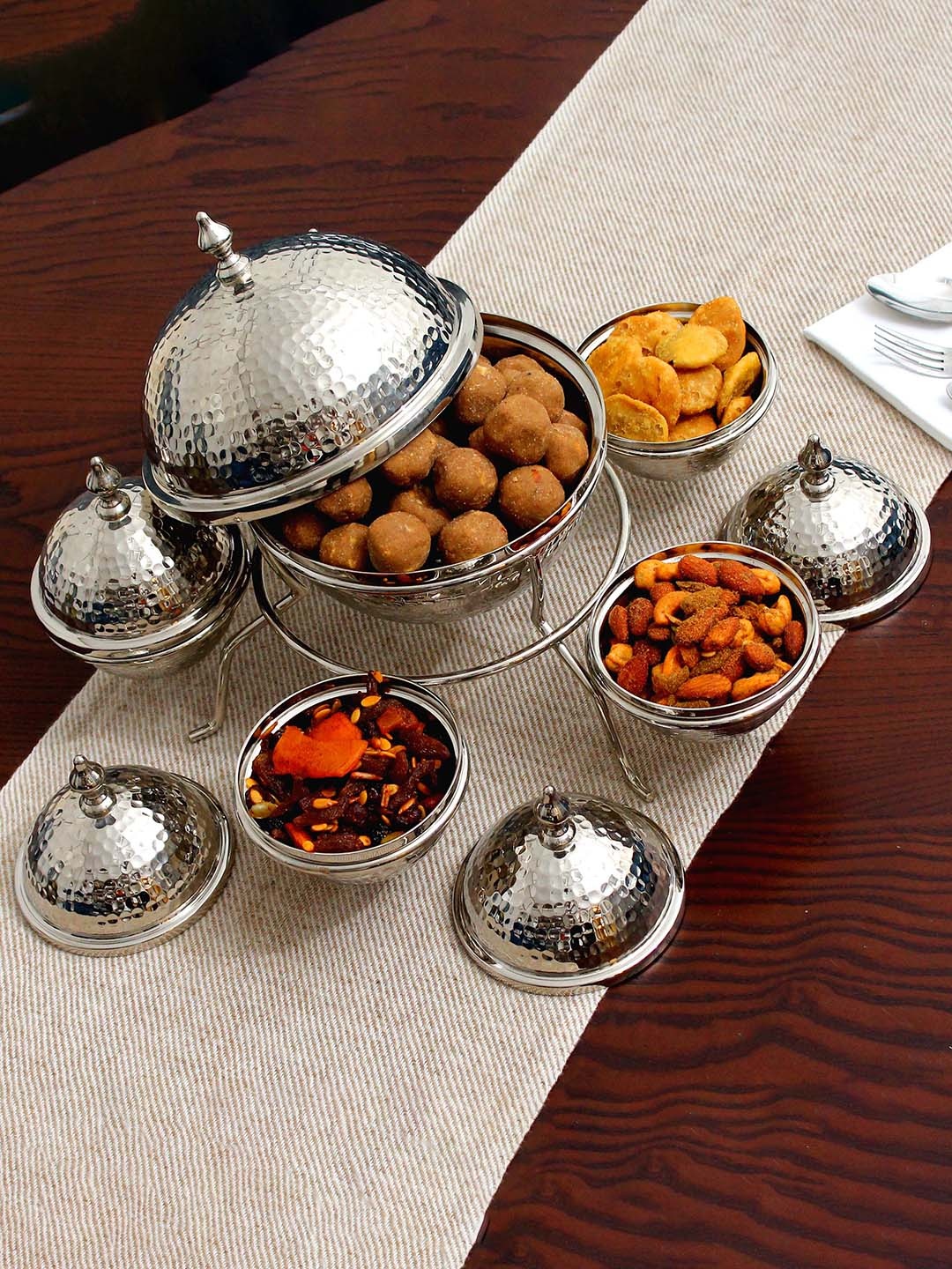 

Izzhaar Set Of 5 Nut Serving Bowl Set, Steel