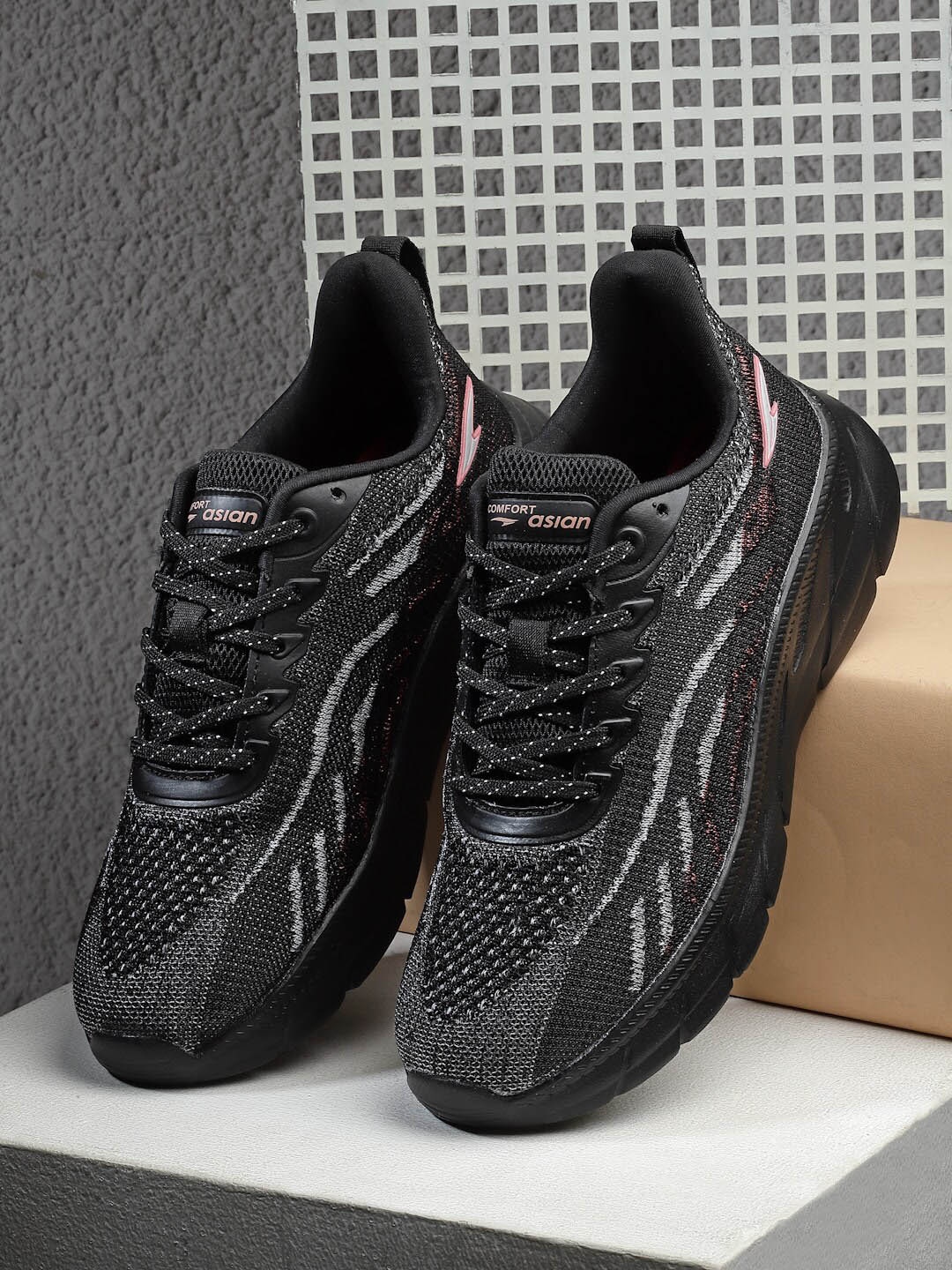 

ASIAN Women SUPERFLY-06 Mesh Running Shoes, Black