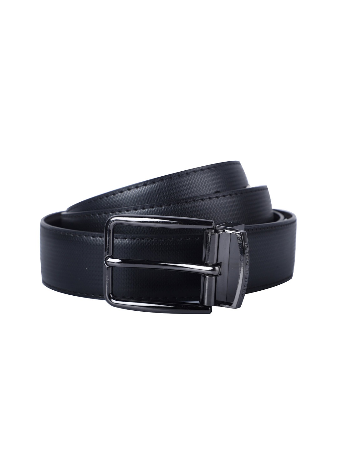 

Pacific Gold Men Textured Reversible Belt, Black