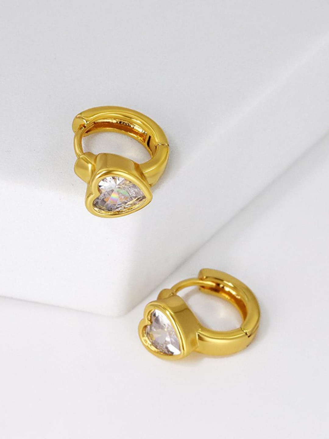 

MYKI Gold-Plated Cubic Zirconia-Studded Contemporary Studs Earrings