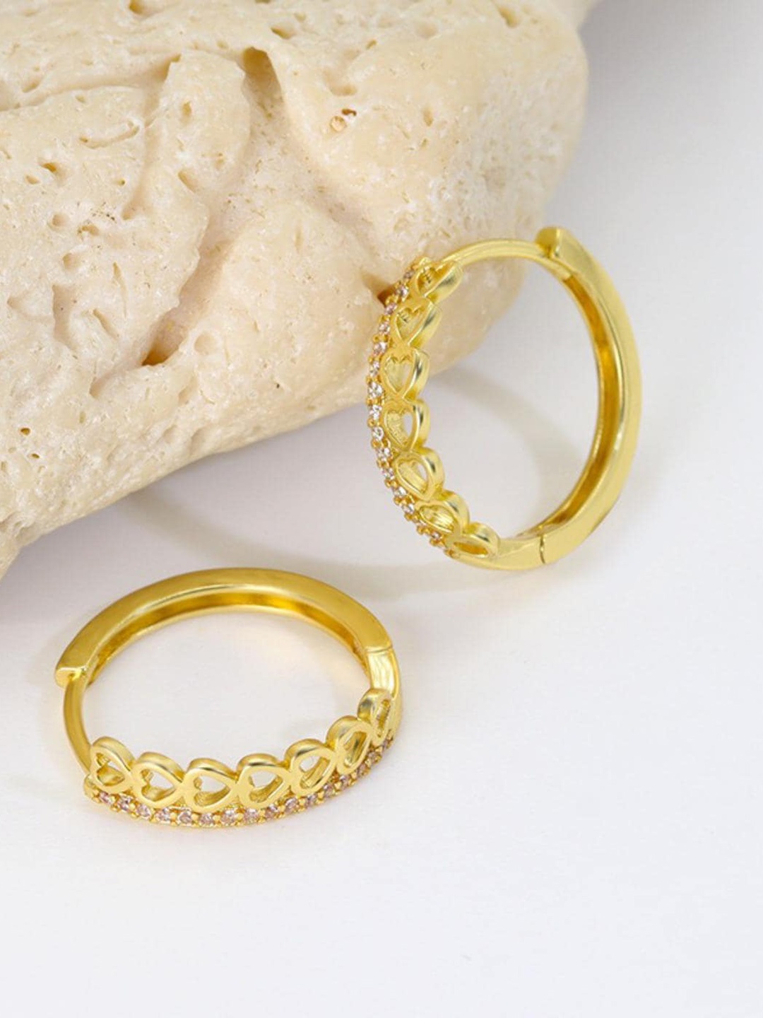 

MYKI Sweet Little Heart Diamond Hoop Earrings, Gold