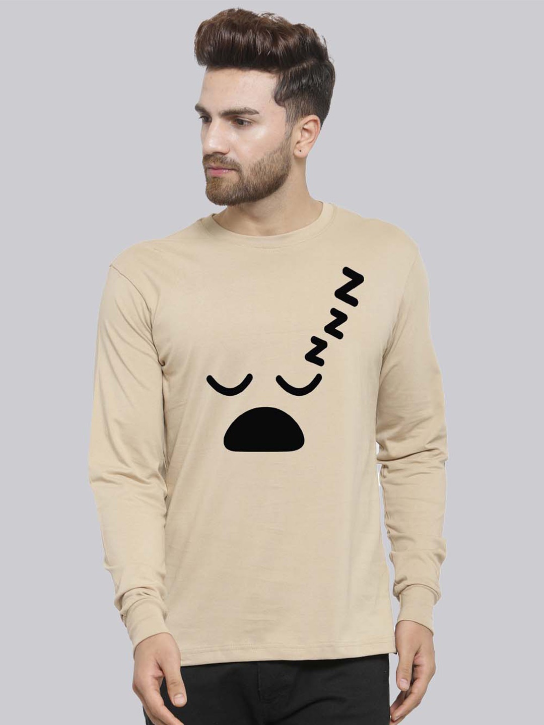 

Friskers Typography Printed Pure Cotton T-shirt, Beige