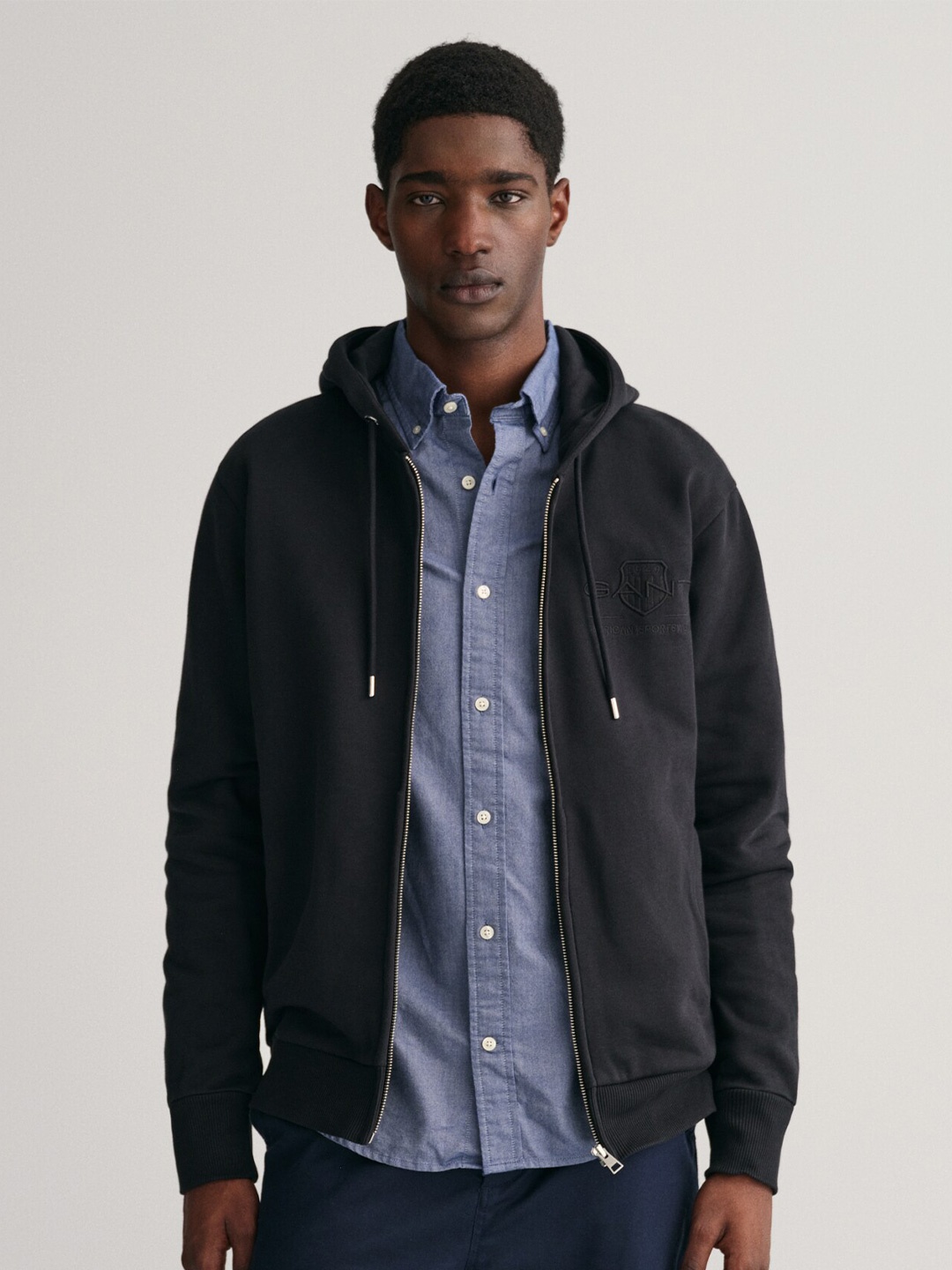 

GANT Hooded Front Open Sweatshirt, Black