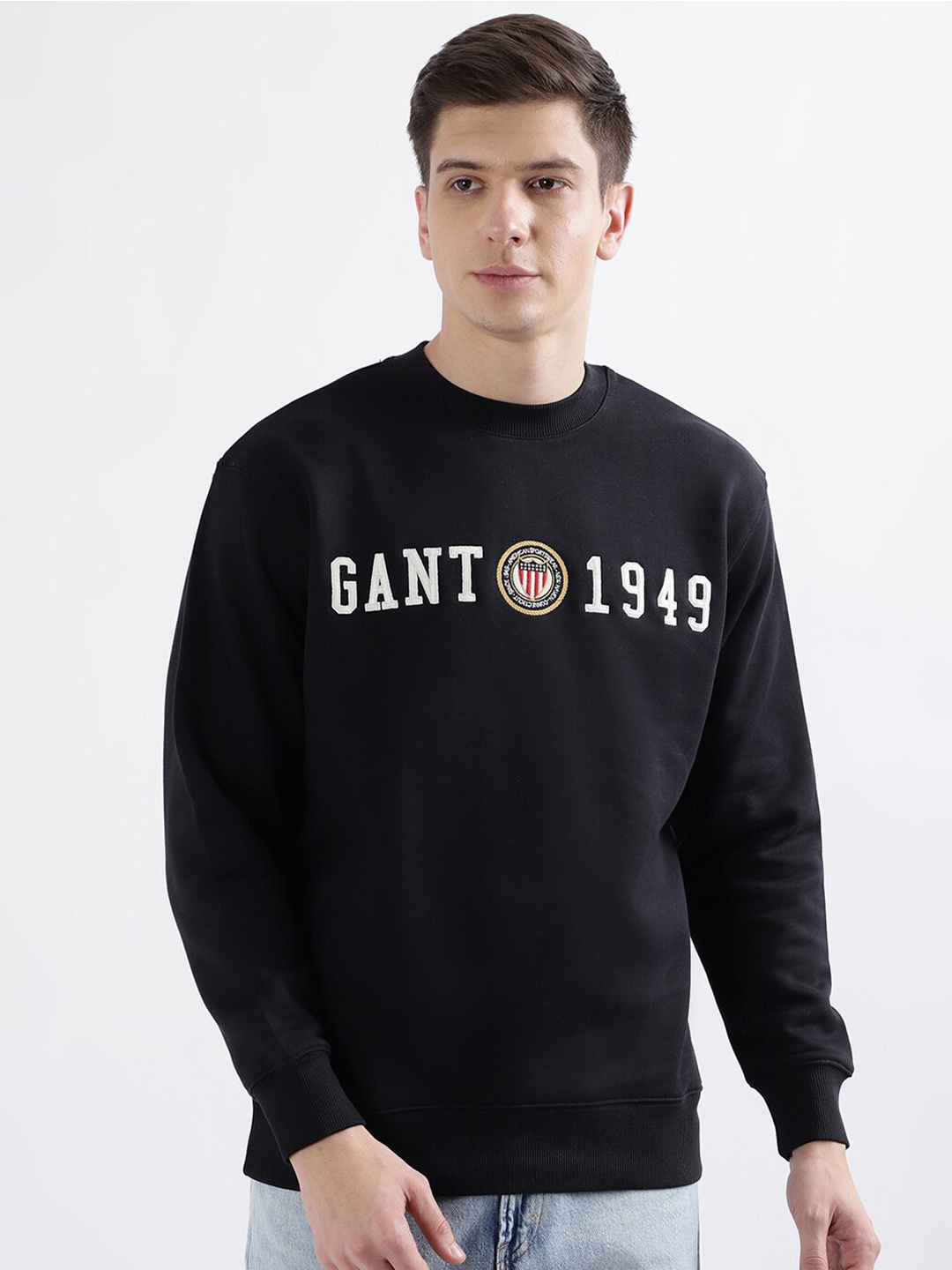 

GANT Relaxed Fit Logo Mania Round Neck Sweatshirt, Black