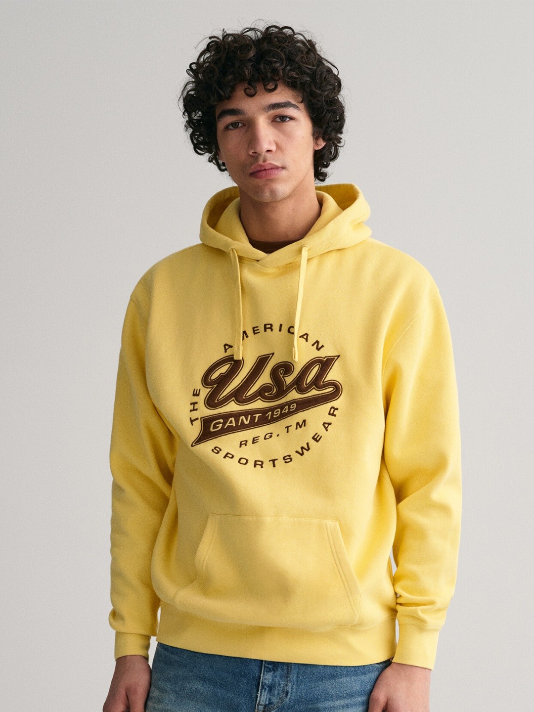 

GANT Relaxed Fit Graphic Print Hooded Sweatshirt, Yellow