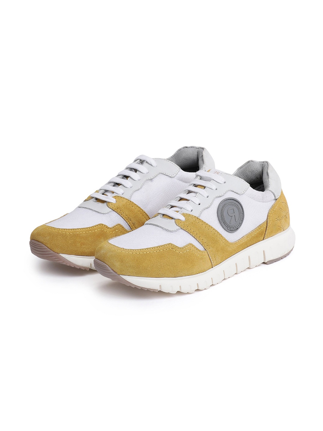 

RARE RABBIT Men Macron Colourblocked Suede Sneakers, White