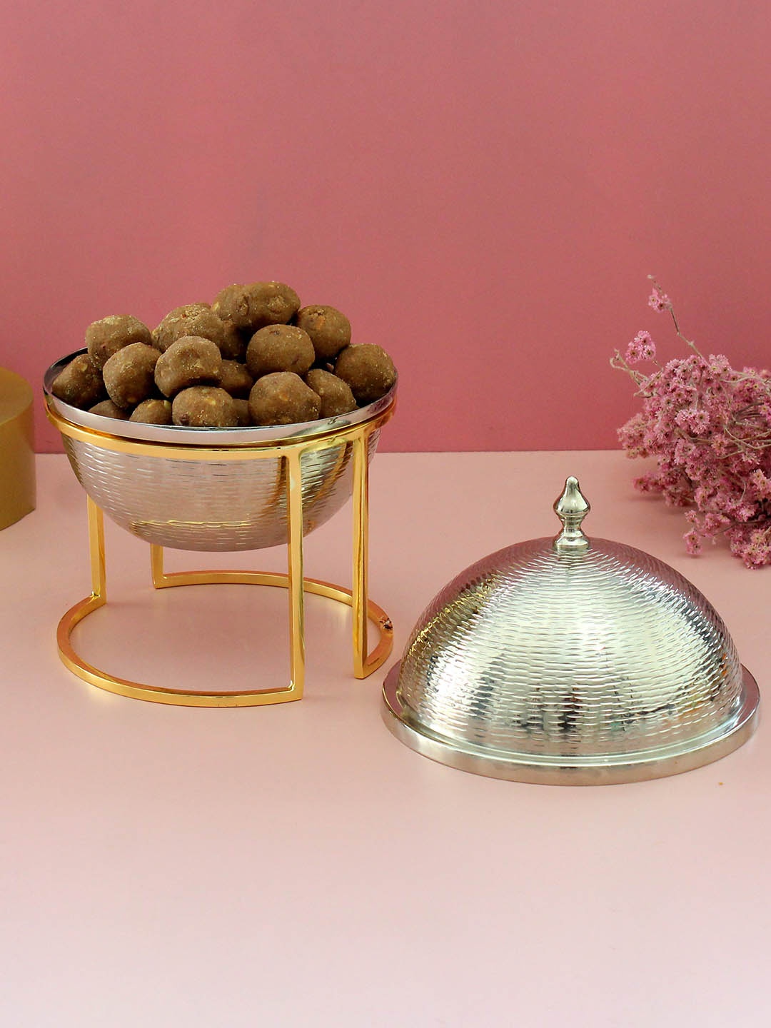 

Izzhaar Silver-Toned & Gold-Toned Serving Bowl