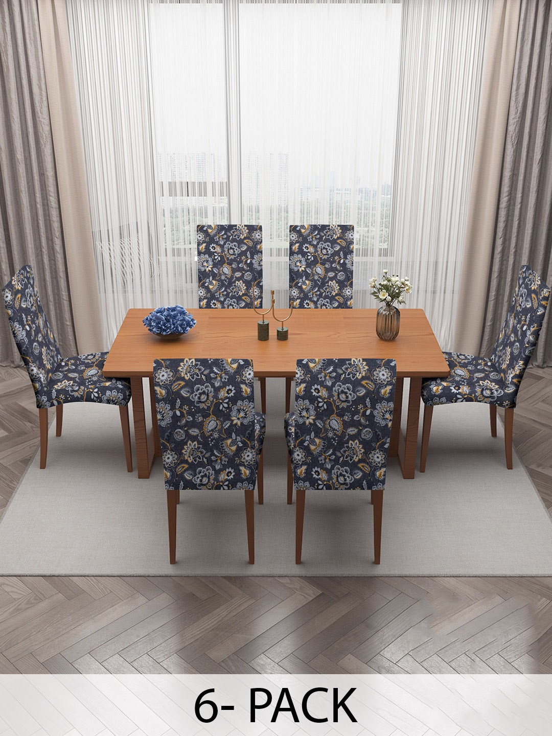 

MULTITEX Black & White 6 Pieces Printed Chair Cover