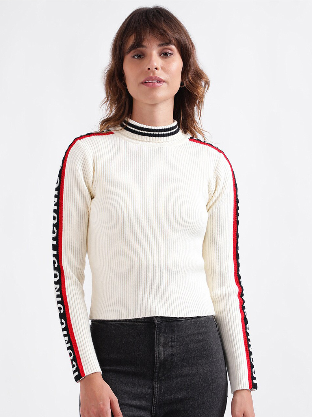 

Iconic Ribbed Turtle Neck Pullover, Off white