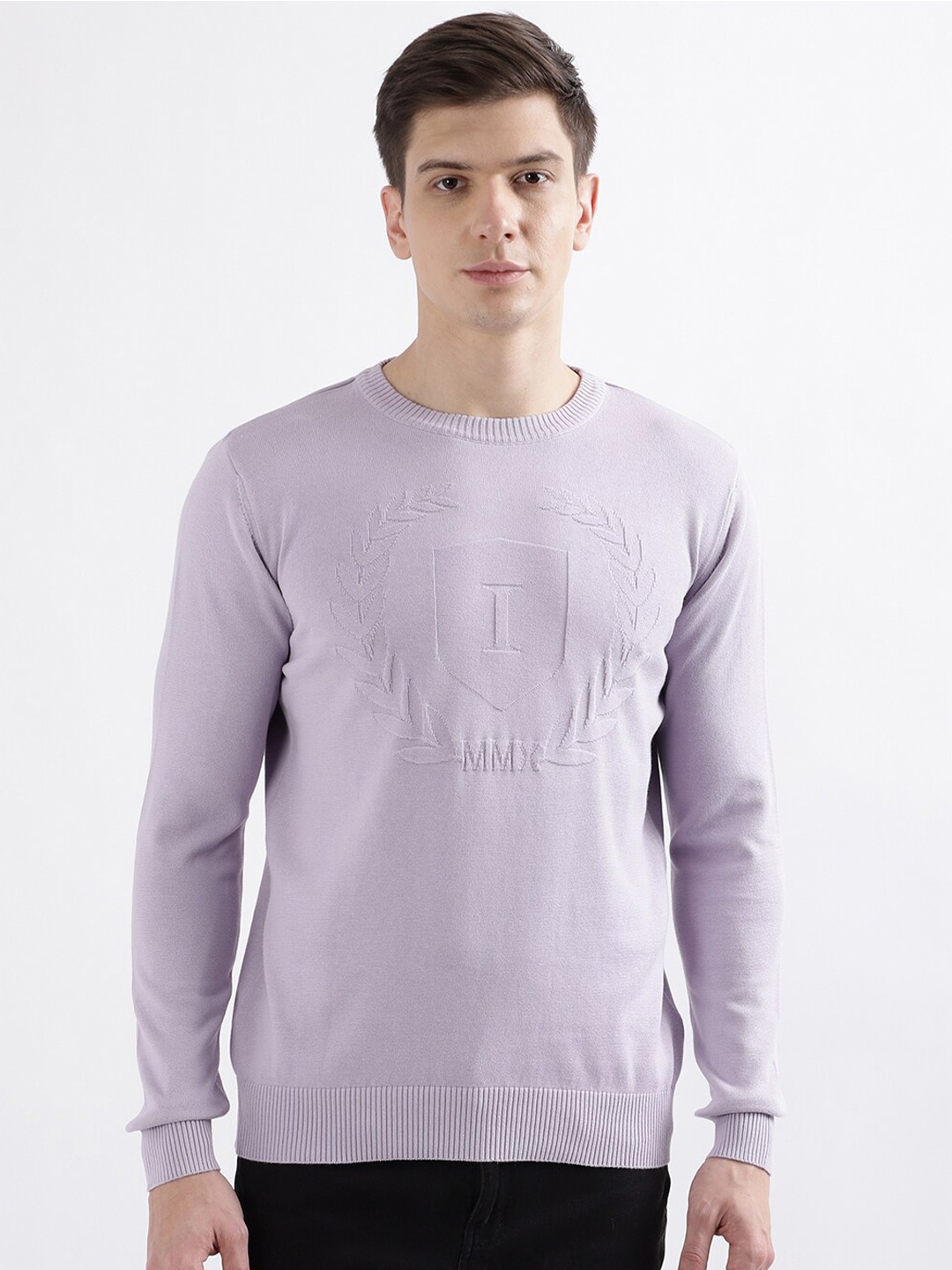 

Iconic Round Neck Pure Cotton Pullover, Purple