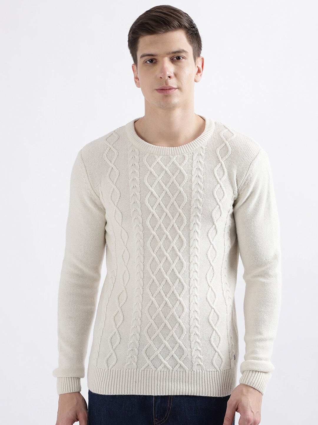 

Iconic Cable Knit Woollen Pullover, Off white