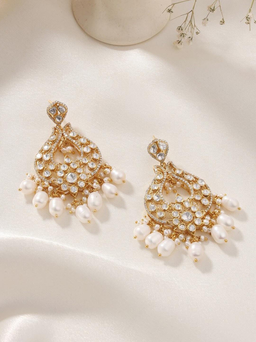 

Kicky And Perky 925 Sterling Silver Gold-Plated Teardrop Shaped Drop Earrings