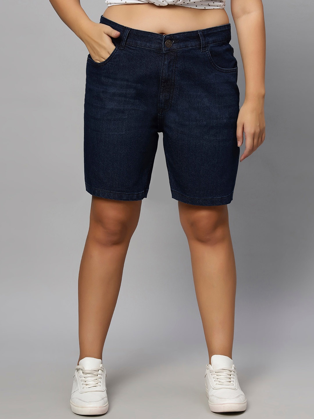 

ZUSH Women Plus Size Strechable Denim Shorts, Blue