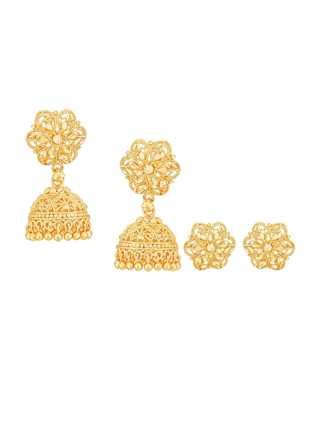 

Vighnaharta Set Of 2 Gold-Plated Brass Floral Jhumkas