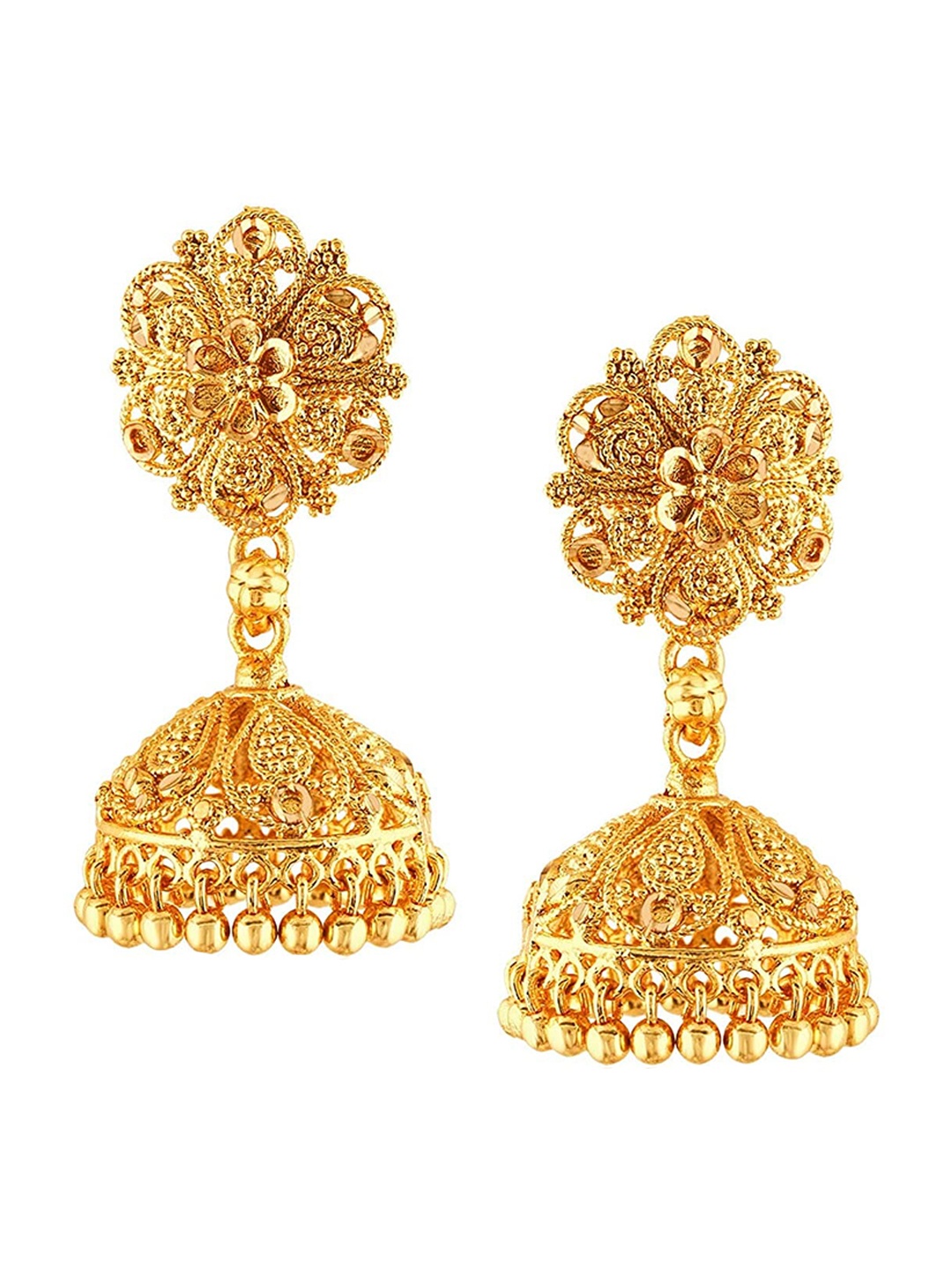 

Vighnaharta Set Of 4 Gold-Plated Floral Jhumkas