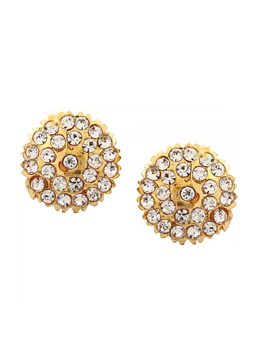 

Vighnaharta Set Of 2 Gold-Plated Stone-Studded Brass Floral Studs Earrings