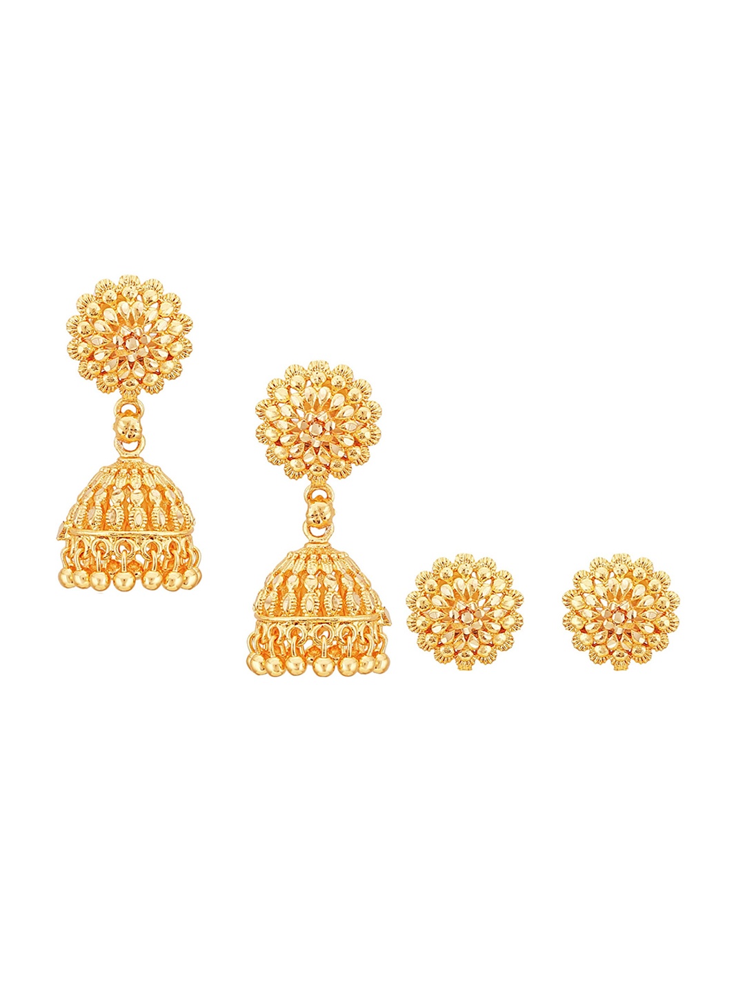 

Vighnaharta Set Of 2 1gm Gold-Plated Floral Jhumkas Earrings