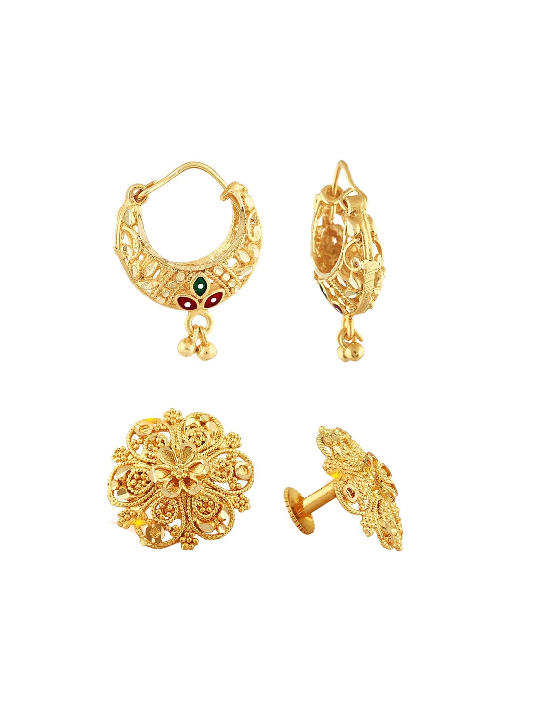 

Vighnaharta Set Of 2 Gold-Plated Earrings