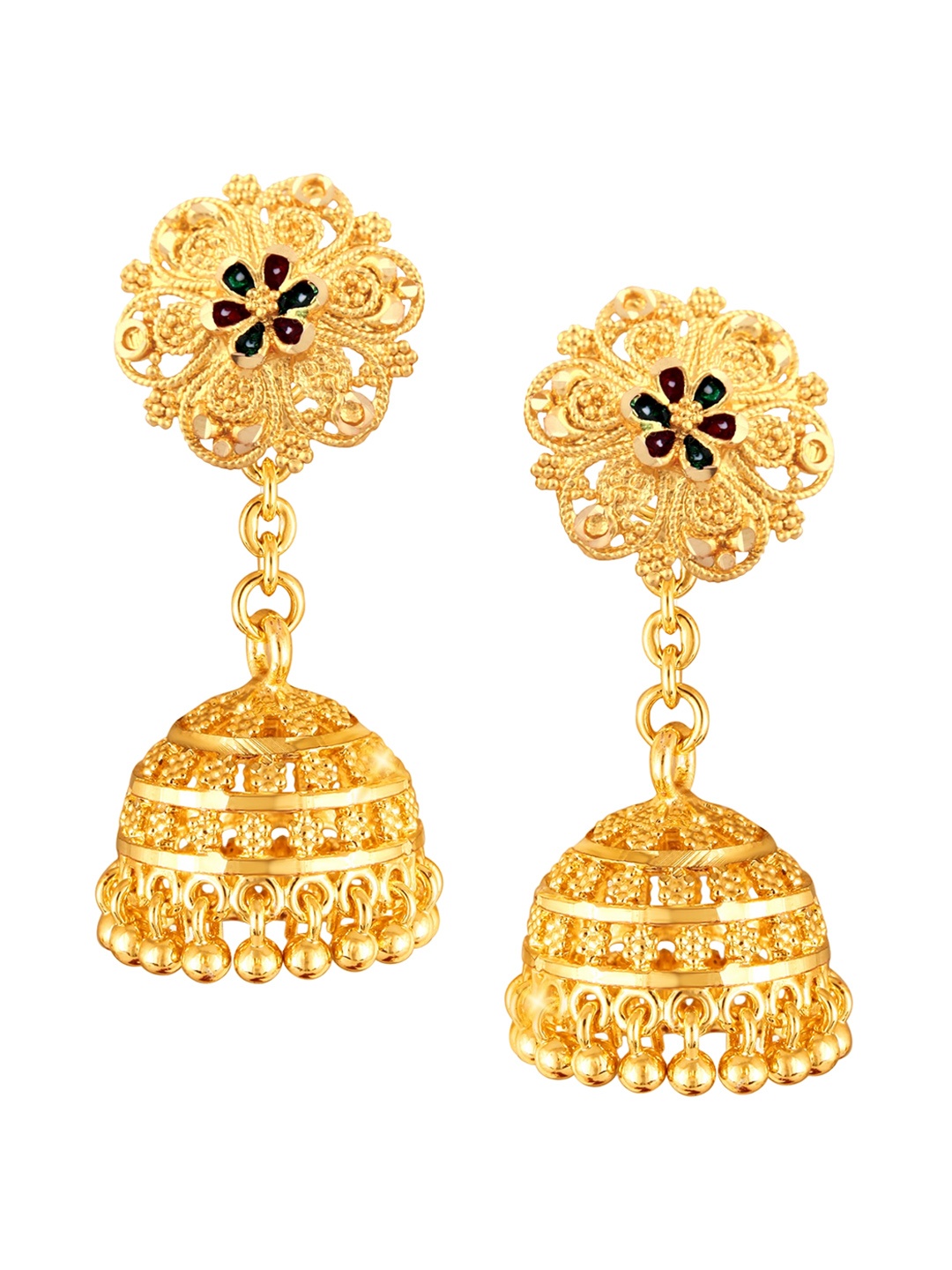 

Vighnaharta Gold-Plated Floral Removable Stud Jhumkas