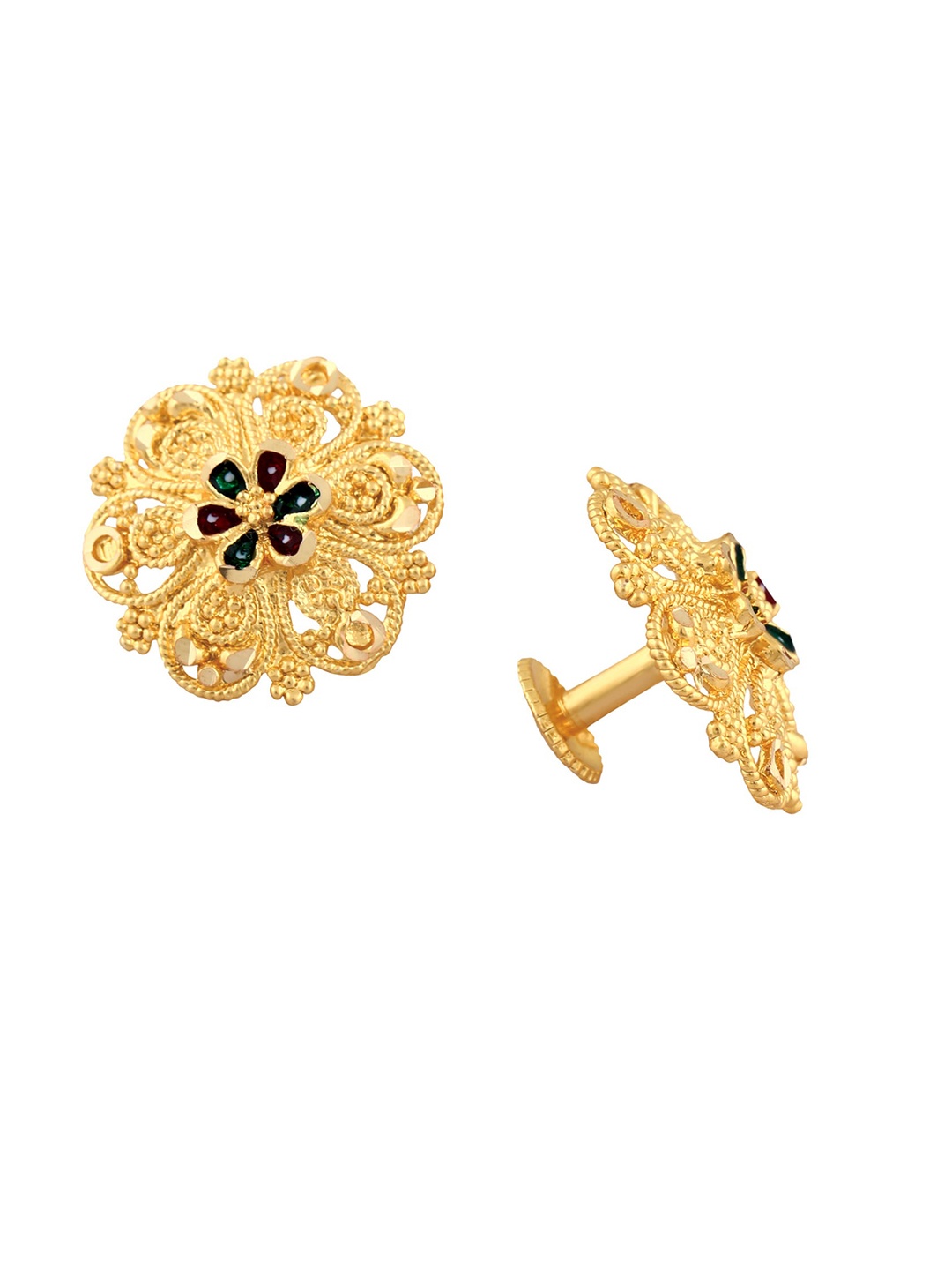

Vighnaharta Set Of 2 Gold-Plated Floral Stud Earrings
