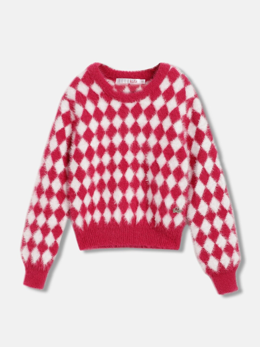 

ELLE Girls Checked Pullover, Red