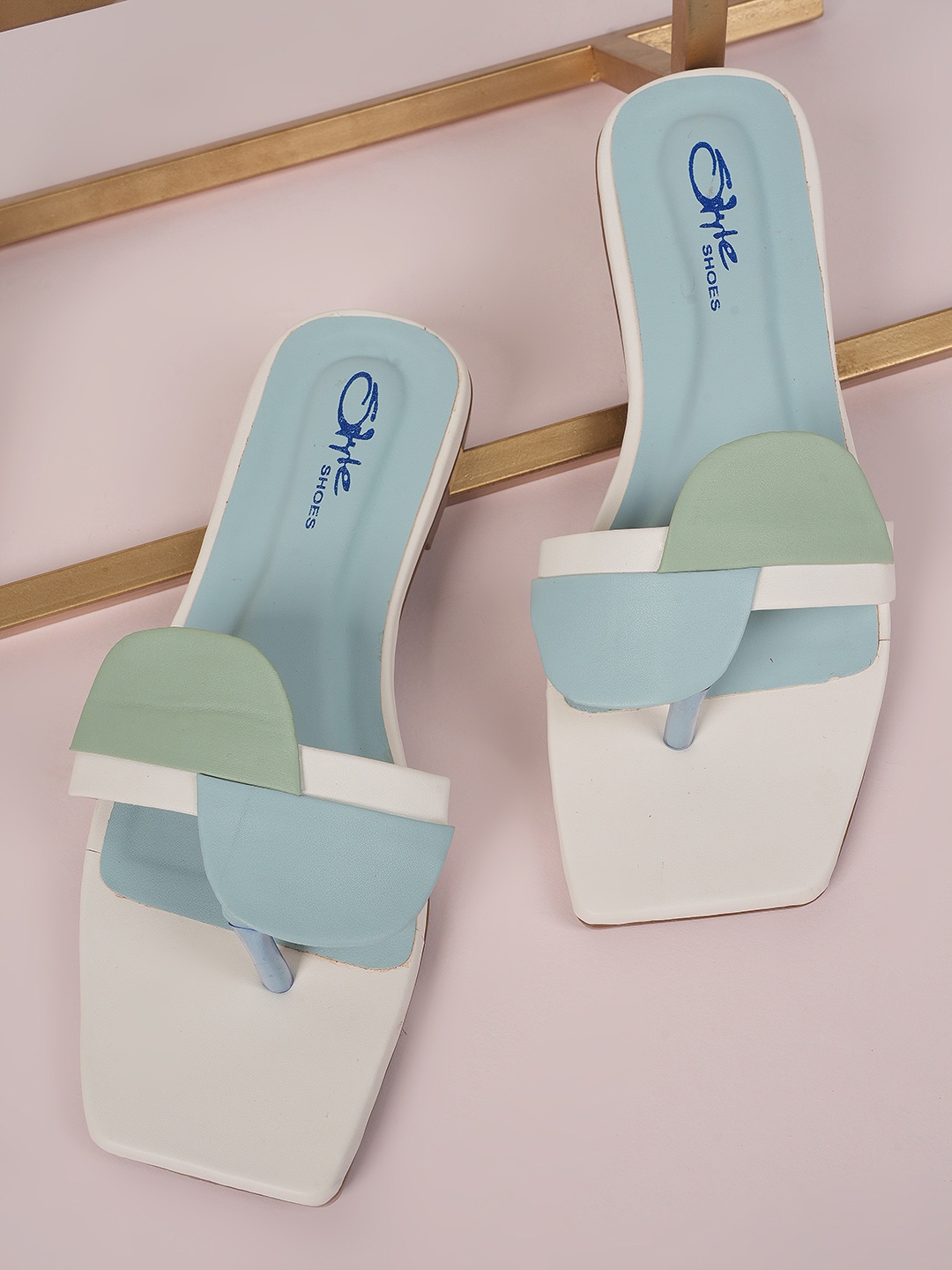 

Style Shoes Colourblocked Open Toe Flats, Blue