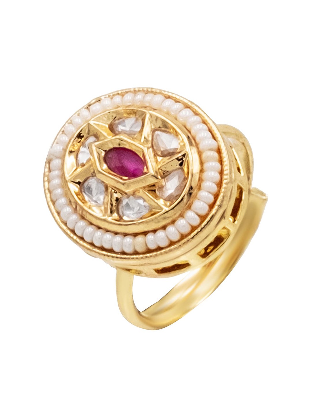 

Shining Jewel - By Shivansh Gold Plated CZ studded Adjustable Finger Ring