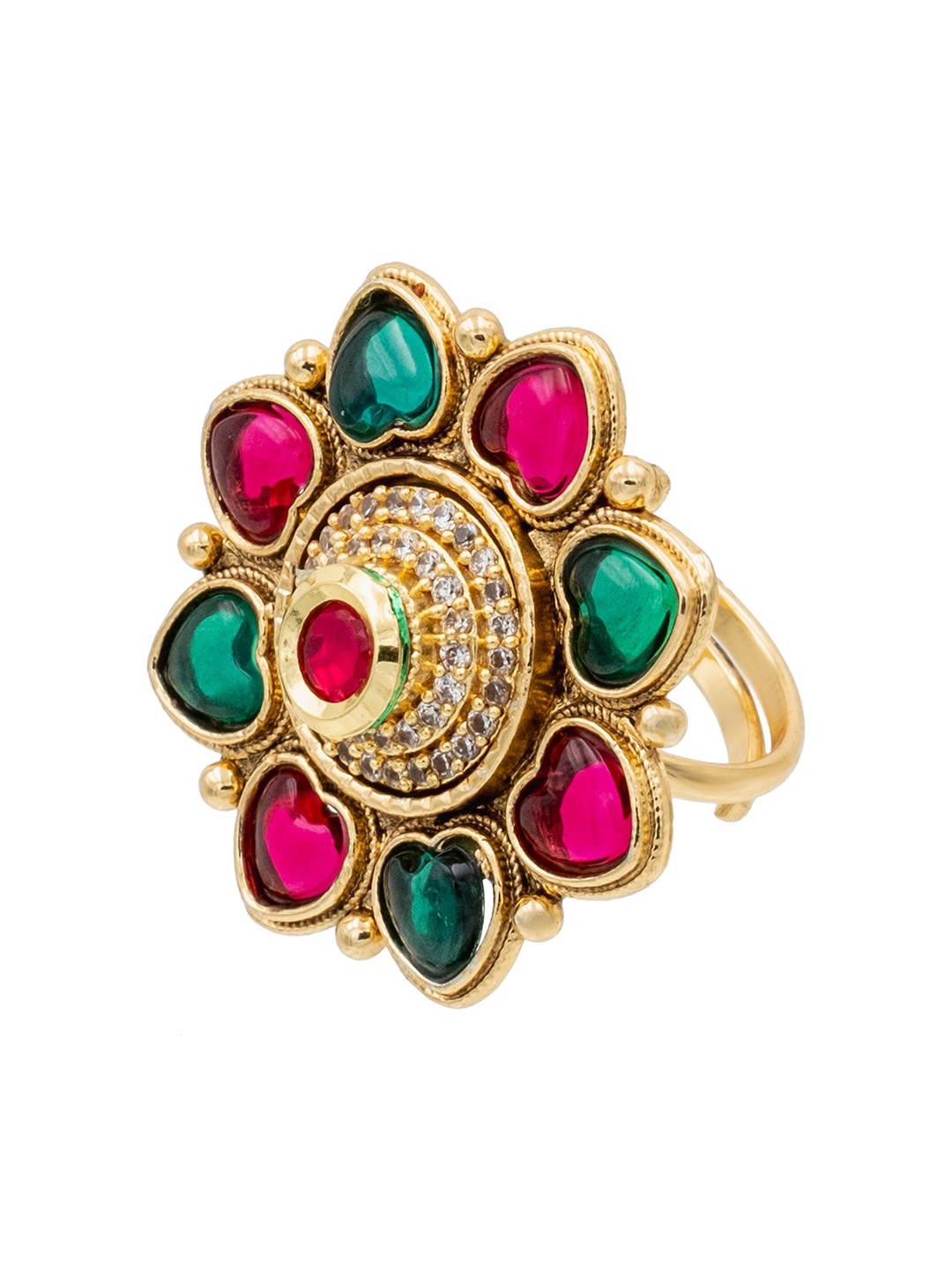 

Shining Jewel - By Shivansh Women Gold Plated Cubic Zirconia Adjustable Ring