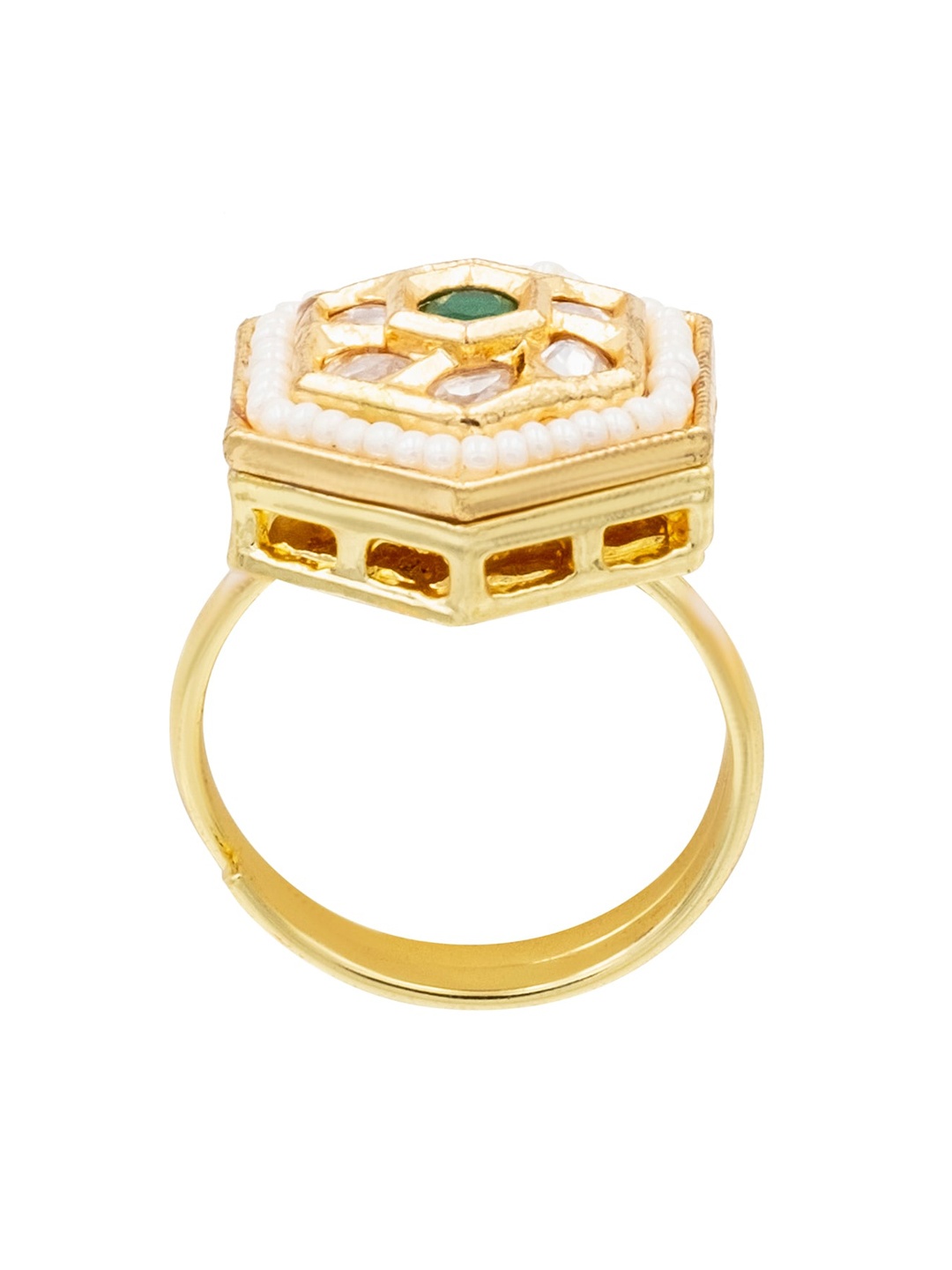 

Shining Jewel - By Shivansh Women Gold Plated Cubic Zirconia Adjustable Ring