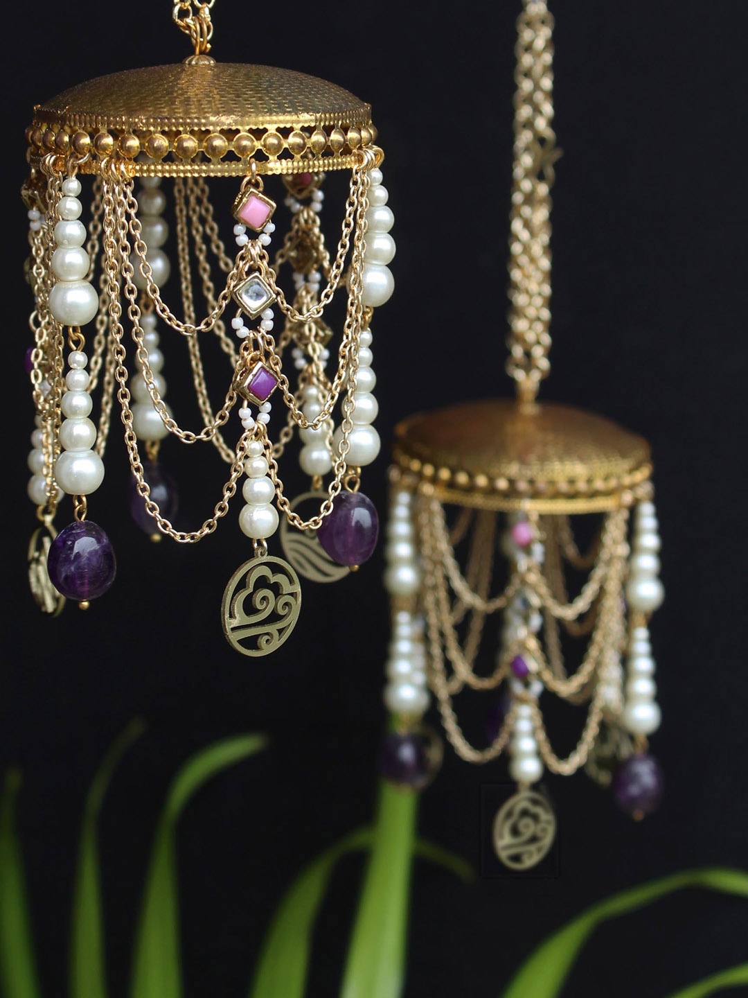 

BeAbhika Set Of 2 Beaded Bridal Kaleeras, Gold