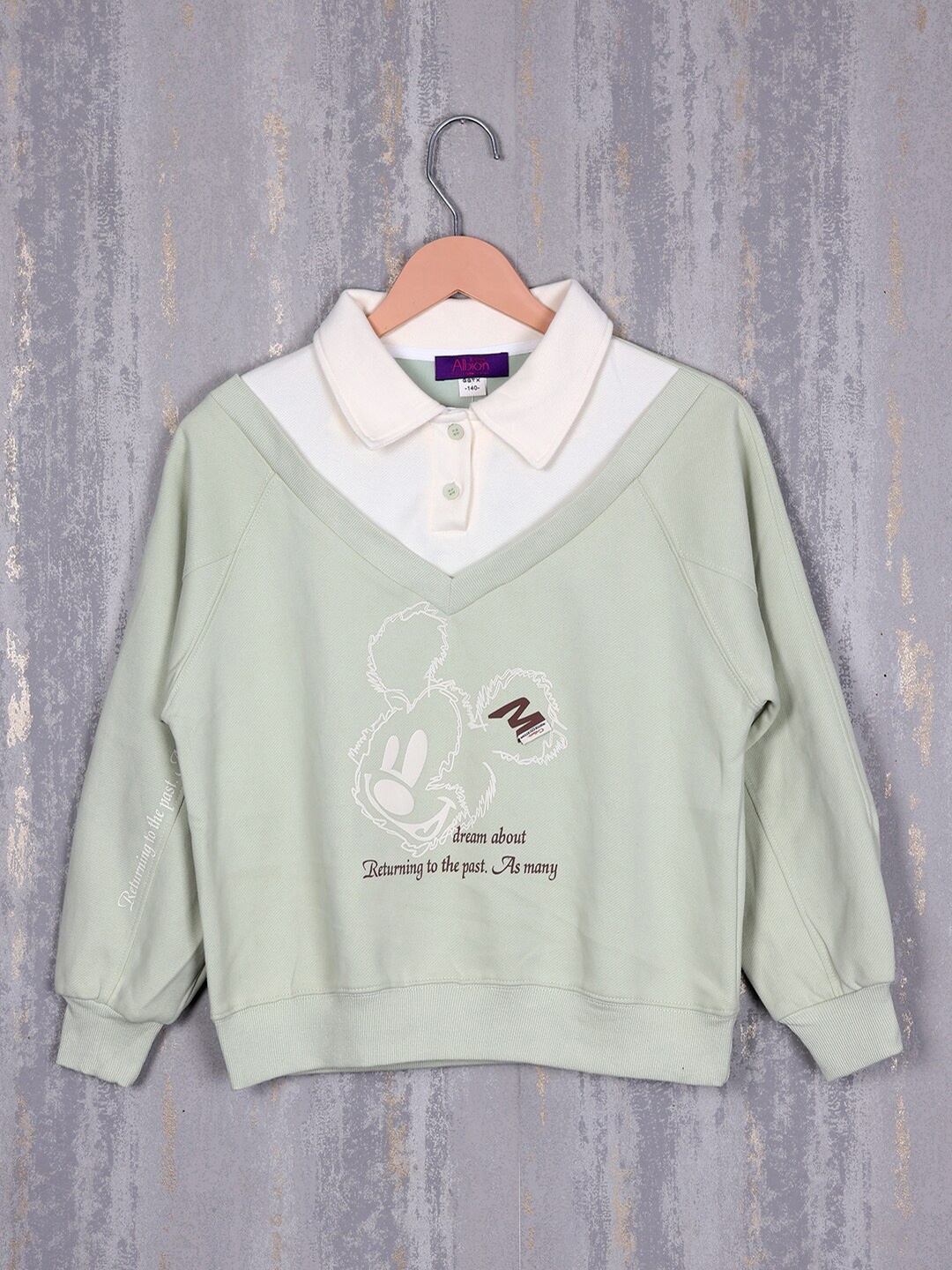 

Albion Girls Graphic Printed Pure Cotton Sweatshirt, Green