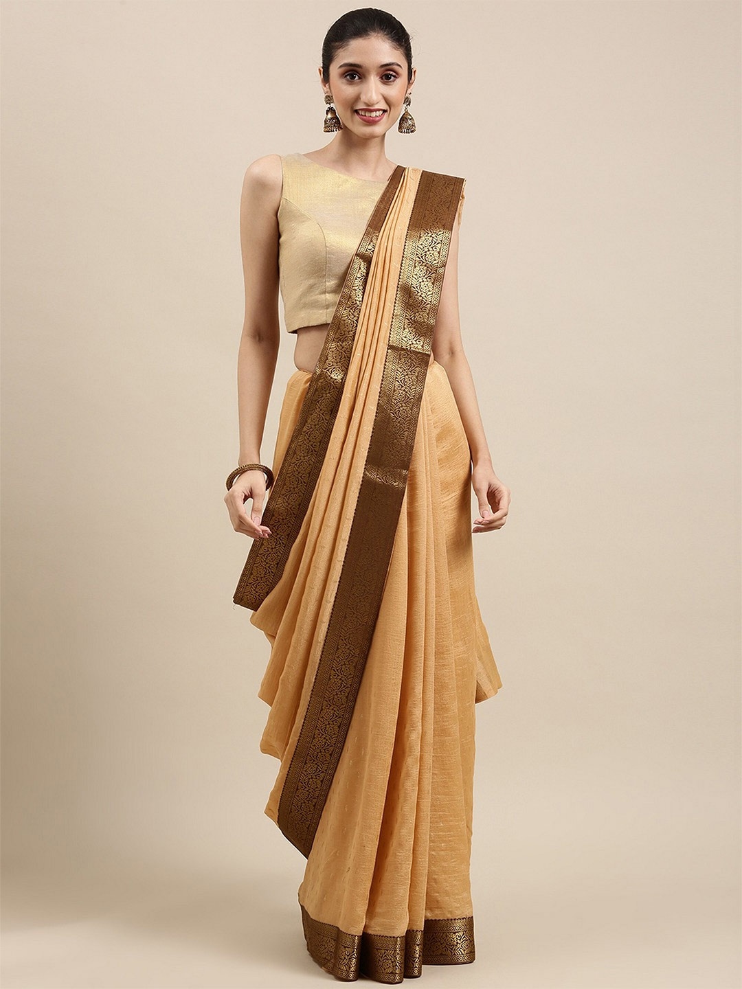 

KALINI Woven Design Zari Pure Silk Saree, Beige