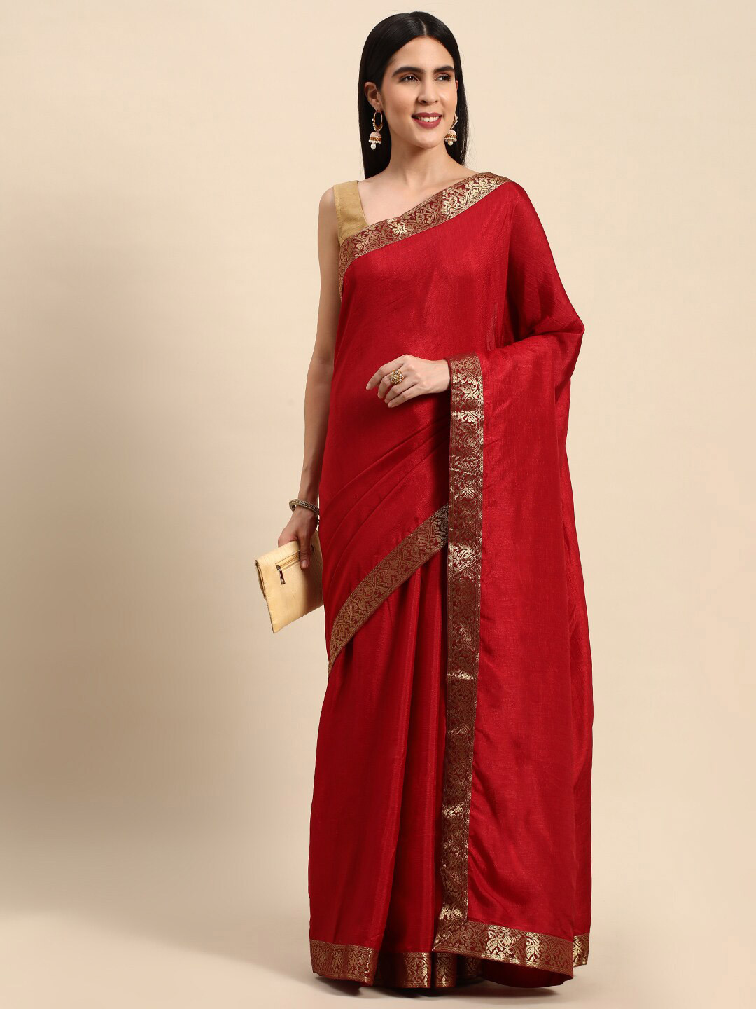 

KALINI Zari Pure Silk Saree, Maroon