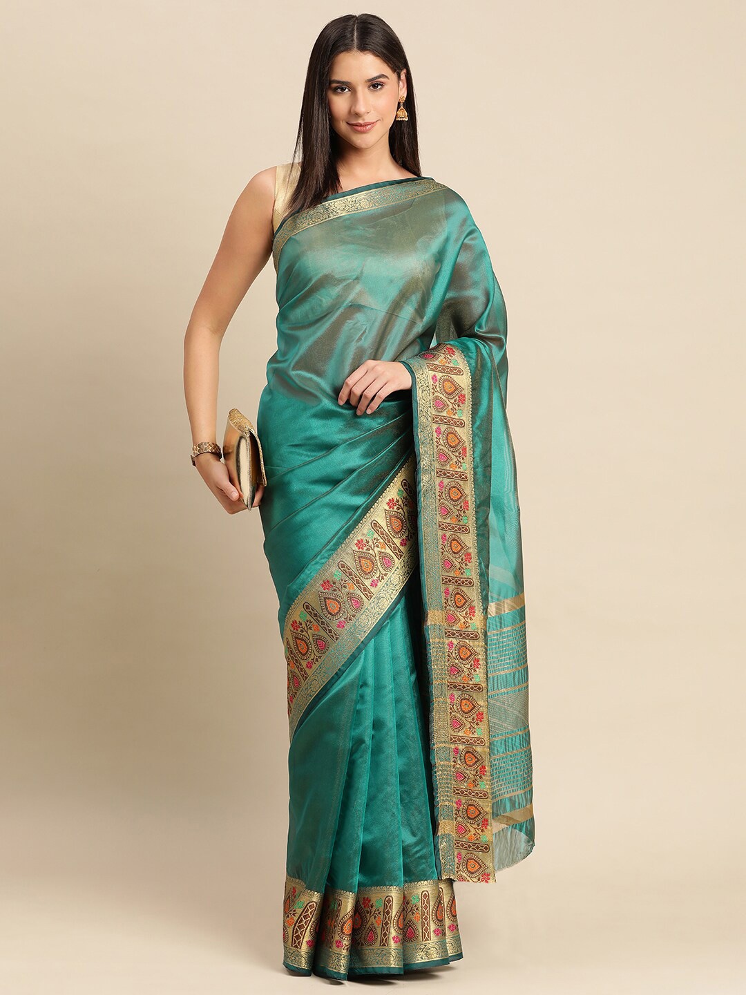 

KALINI Woven Design Pure Silk Saree, Green