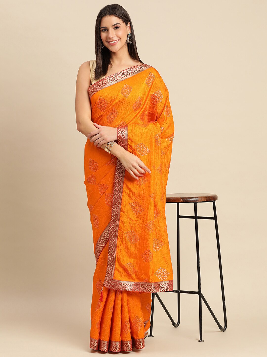 

KALINI Ethnic Motifs Woven Design Pure Silk Saree, Yellow