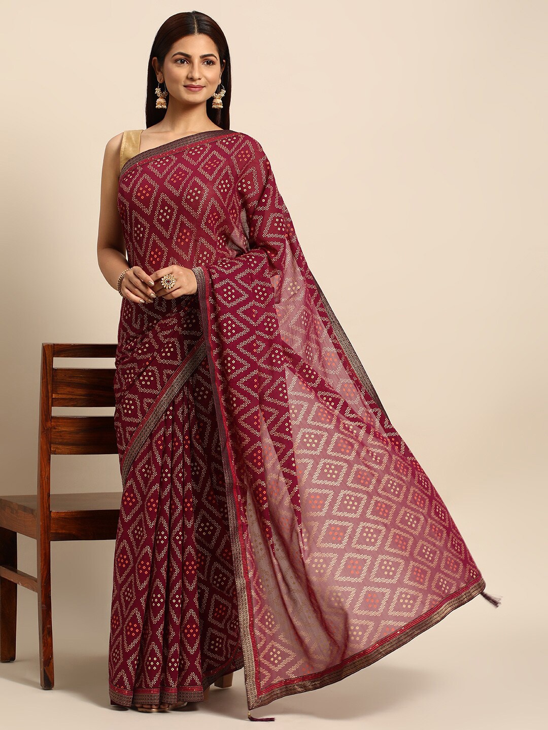 

KALINI Floral Printed Saree, Purple