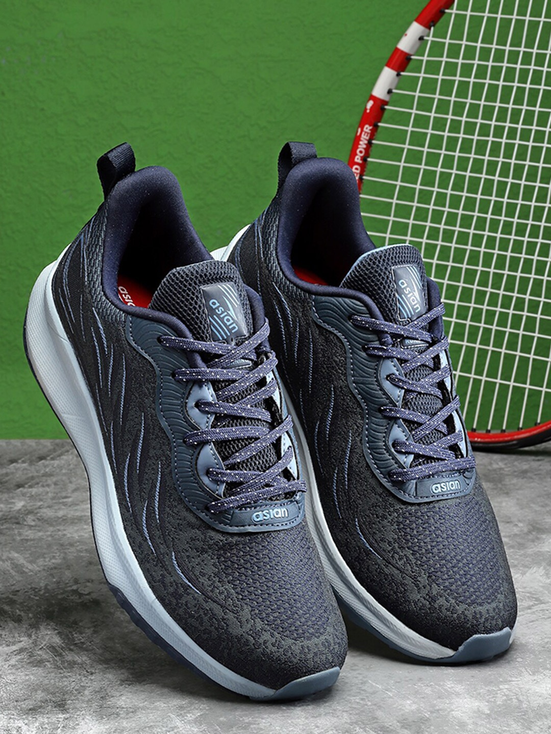 

ASIAN Men Textile Running Shoes, Navy blue