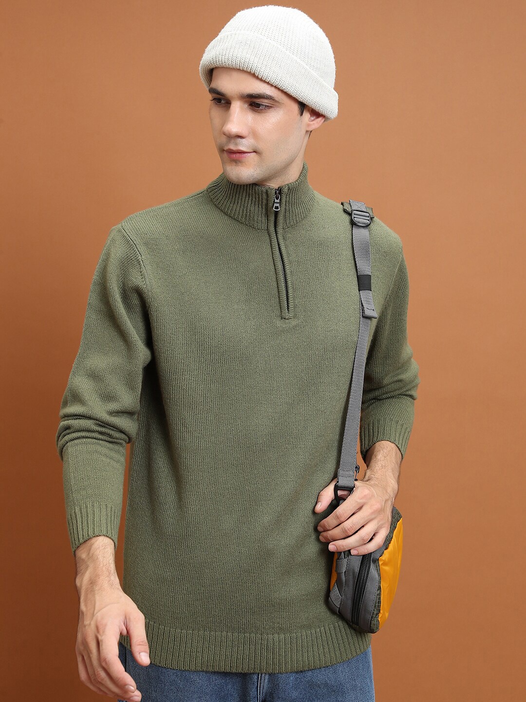

HIGHLANDER Mock Collar Acrylic Pullover, Green