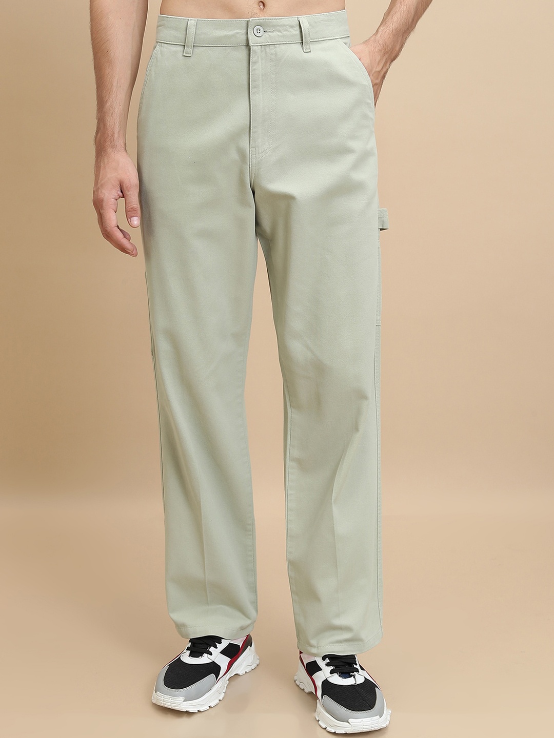 

HIGHLANDER Men Mid-Rise Cotton Cargo Trousers, Sea green