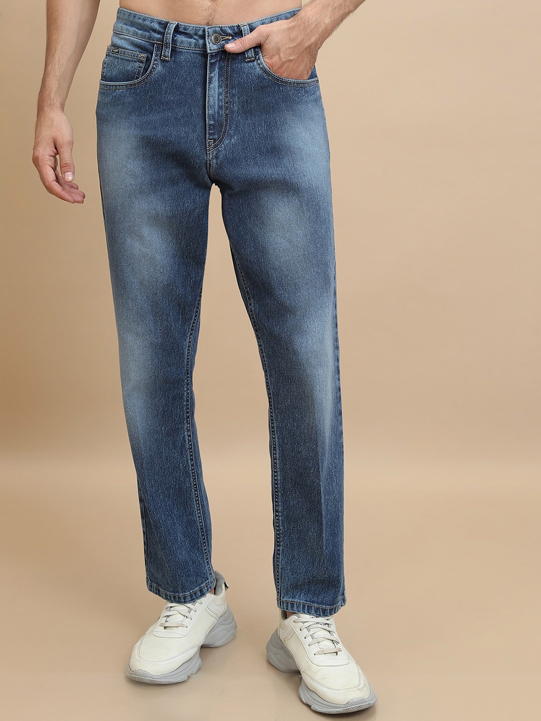 

HIGHLANDER Men Slim Fit Heavy Fade Stretchable Cotton Jeans, Blue