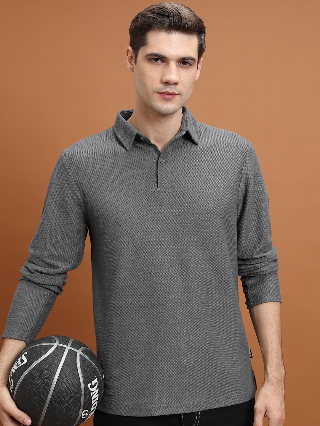 

HIGHLANDER Polo Collar Regular Fit Sports T-shirt, Grey
